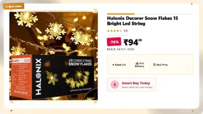 Halonix Decorer Snow Flakes 15 Bright Led String at ₹94