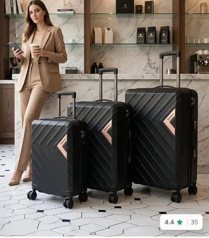 LOUIS POLO VeeZoom Set of 3 Textured Trolley Suitcase - Cabin + Medium + Large at ₹4,099