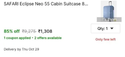 SAFARI Eclipse Neo 55 Cabin Suitcase 8 Wheels - 22 22 at ₹1,308