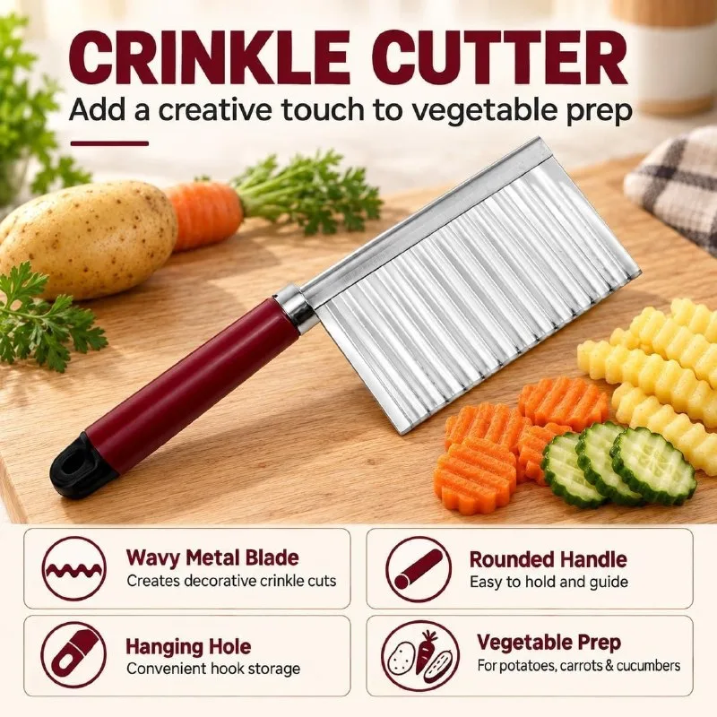 Crinkle Cutter for Vegetables, Wavy Potato Slicer at ₹49