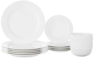Solimo Ceramic Geometric Dinner Set( White ,18 Pieces ) at ₹944