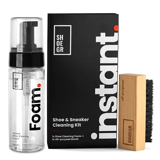 SHOEGR Instant Shoe Cleaning Kit | 150ml Shoe Cleaning Foam & 1 All-Purpose Brush at ₹260
