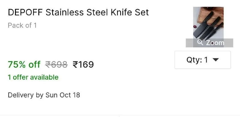 DEPOFF Stainless Steel Knife Set at ₹169