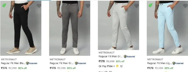 Metronaut Men's Trousers from ₹196