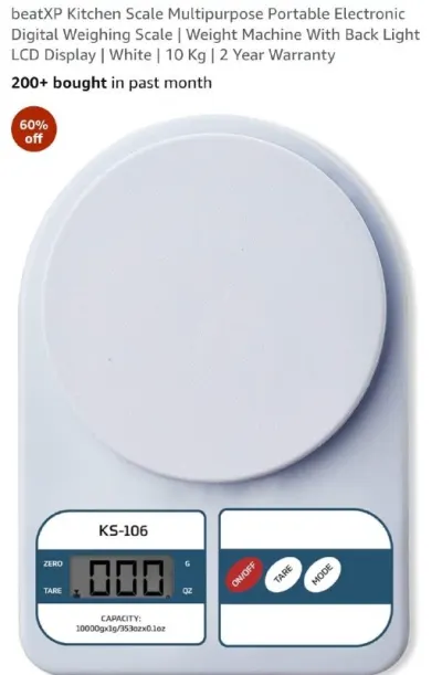 beatXP Kitchen Scale Multipurpose Portable Electronic Digital Weighing Scale at ₹240