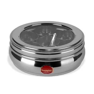 Stainless Steel Belly Shape Masala Box at ₹724