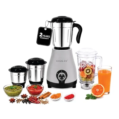 CADLEC BlendCraft 750 Watt Mixer Grinder with 4 Jars | Powerful Motor for Wet & Dry Grinding, Chutney, Juicing & Blending | Durable ABS Body at ₹1,239