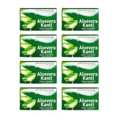 Patanjali Aloe Vera Kanti Body Cleanser Soap for Men and Women(150g, Pack of 8), Nourishing & Moisturizing, Natural Aloe Vera Soap for Soft  at ₹199