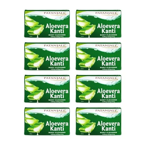 Patanjali Aloe Vera Kanti Body Cleanser Soap for Men and Women(150g, Pack of 8), Nourishing & Moisturizing, Natural Aloe Vera Soap for Soft  at ₹199