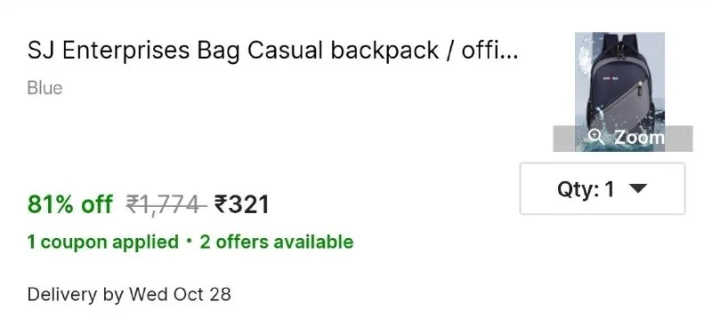 SJ Enterprises Bag Casual backpack / office / School Bag / Bags For Girls & Boys 35 L Laptop Backpack at ₹321