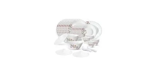 Larah by Borosil 47 Pieces Red Bud Opalware Dinner Set at ₹2,198