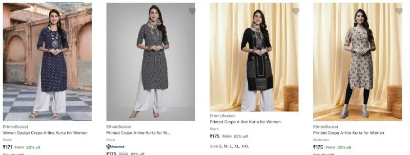 Ethnicbasket Women's Kurtas from ₹171