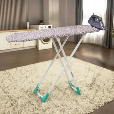Solimo Wooden Ironing Board/Table with Iron Holder, Foldable & Adjustable (116 x 40cm) at ₹1,299