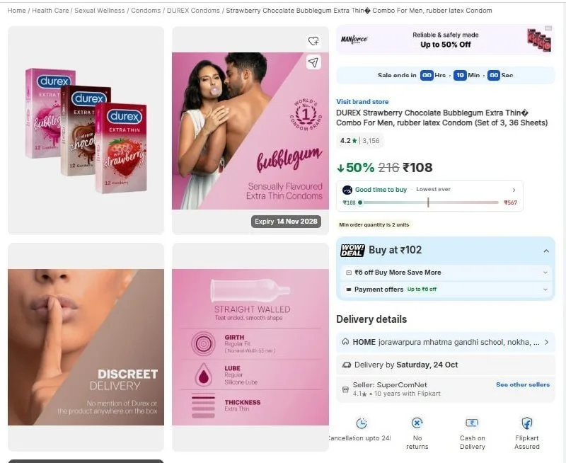 DUREX Strawberry Chocolate Bubblegum Extra Thin Combo For Men