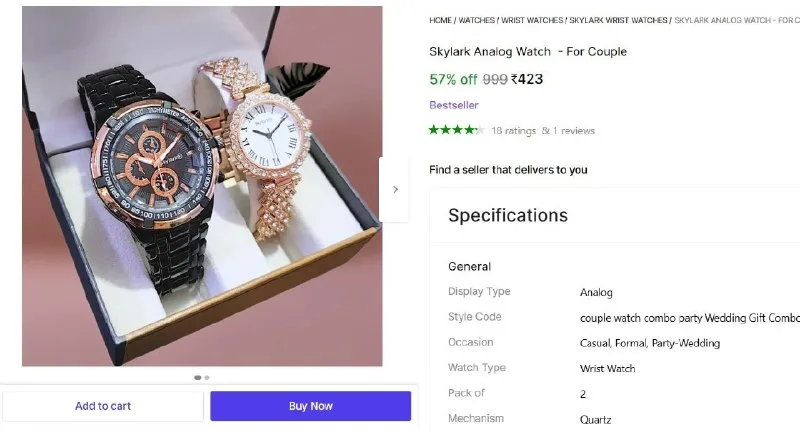 Analog Watch - For Couple at ₹423