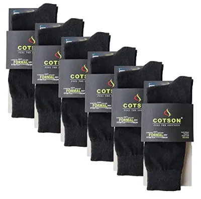 Cotson Men's Organic Cotton Full Length Socks (Black, Free S at ₹99