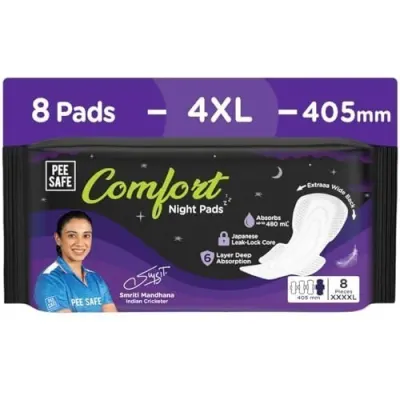 Pee Safe Comfort Night Pads XXXXL-8 Pads - 405Mm | 76% Longer at ₹129