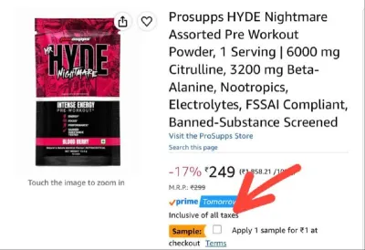 Prosupps HYDE Nightmare Assorted Pre Workout Powder at ₹1
