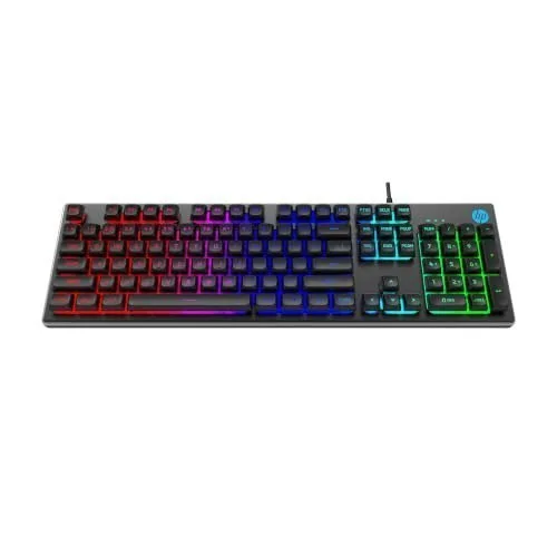 HP K500F Wired Gaming Keyboard, Backlit Membrane with Mixed Color Lighting, Metal Panel with Logo Lighting, 26 Anti-Ghosting Keys, and Windo at ₹999