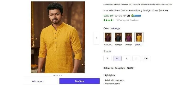 Men's Block Print Straight Kurta, Men's Chikan Embroidery Straight Kurta