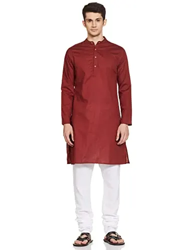 Symbol Men's Cotton Solid Long Kurta Pyjama Set (2pcs) at ₹649