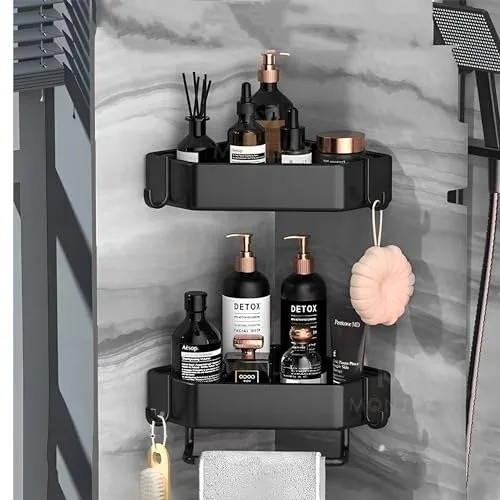 MONJAY Self-Adhesive Aluminium Bathroom Corner Shelf Rack Bathroom Corner Organizer Stand Bathroom Organisers Storage Racks Bathroom Shelf/S at ₹799