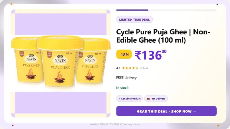 Pooja Ghee (100ml × 3) at ₹136