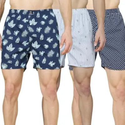 Urban Scottish Ultra-Comfortable Men's Boxer Pants (Pack of 3) - 100% Cotton Material with A Stylish Print - Soft and Stretchy Elastic Waist at ₹405