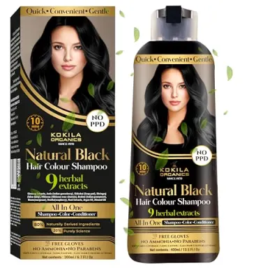Kokila NO PPD Shampoo Hair Colour - Black 400ml for Women and Men | Natural Extracts | Colours Hair in 10 Minutes | Ammonia Free, Paraben Fr at ₹698