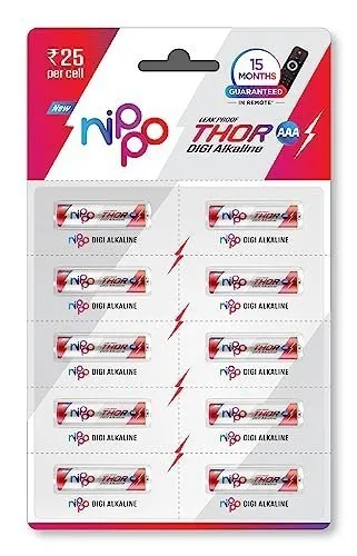 Nippo Thor Leakproof Alkaline AAA Batteries 1.5V | Longer La at ₹169