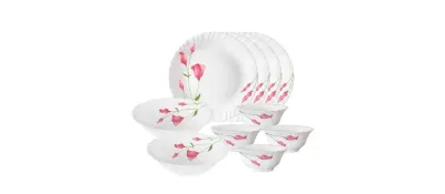 Larah by BOROSIL Fluted Series Diana Opalware Dinner Set | 10 Piece at ₹748