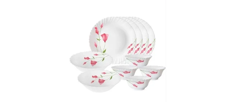 Larah by BOROSIL Fluted Series Diana Opalware Dinner Set | 10 Piece at ₹748