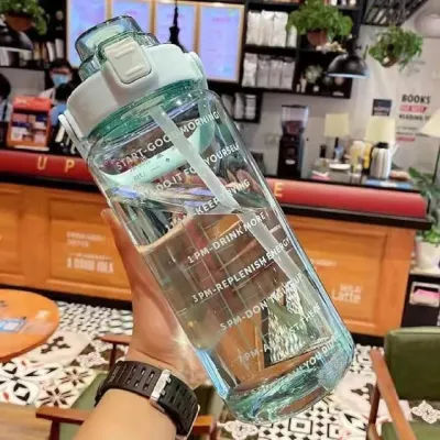 2L Water Bottle with Motivational Time Marker & Straw at ₹69