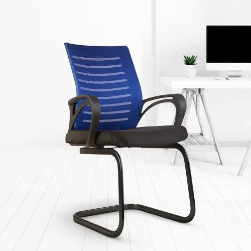 CELLBELL Desire C104 Mesh Mid-Back Ergonomic Office Visitor Chair/Study Chair Computer Chair for Work from Home Metal Base [Blue] at ₹2,879