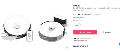 TP-Link Tapo RV30 Robot Vacuum and Mop with LiDAR Navigation and Voice Control at ₹12,749