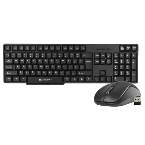 ZEBRONICS Companion 107 2.4GHz Wireless Keyboard & Mouse Combo, 104 Keys, UV Printed keycaps, 12 Integrated Multimedia Keys, 3 Button Mouse, at ₹463