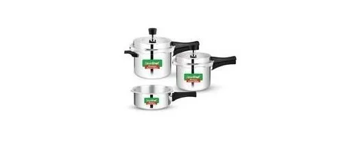 Greenchef Marco Aluminium pressure cooker combo(5ltrs + 3ltrs + 2ltrs pan) Induction compatible at ₹1,660