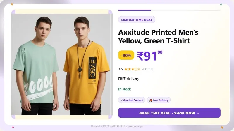 Men's Printed Half T-Shirt at ₹91