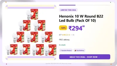 Henonix 10 W Round B22 Led Bulb (Pack Of 10) at ₹294