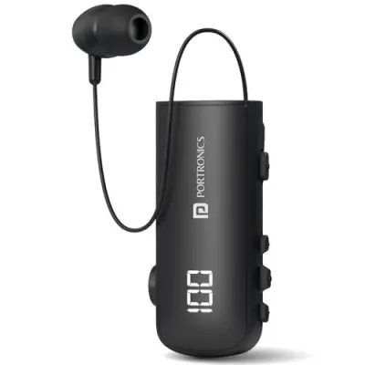 Portronics Harmonics Klip 7 Retractable Bluetooth Calling Earphone, In Built ENC,Upto 30 Hour Playback,Vibration Prompt,Strong Clip,HD Clari at ₹1,439