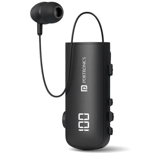 Portronics Harmonics Klip 7 Retractable Bluetooth Calling Earphone, In Built ENC,Upto 30 Hour Playback,Vibration Prompt,Strong Clip,HD Clari at ₹1,439