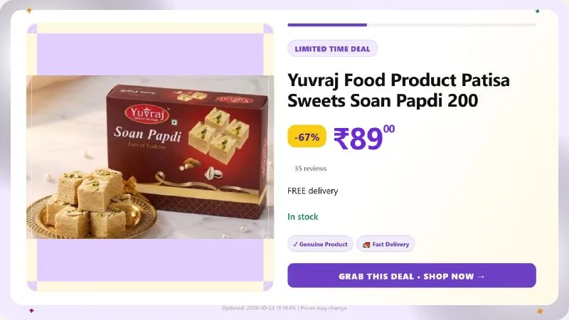 Soan Papdi, 200gm Box at ₹89
