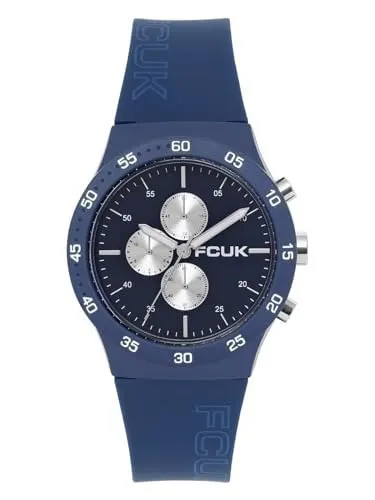 French Connection FCUK METROME FW25 Unisex Analog Watch, 39mm Blue Silicone Strap, Matt Blue Dial - FC199U at ₹870