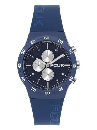 French Connection FCUK METROME FW25 Unisex Analog Watch, 39mm Blue Silicone Strap, Matt Blue Dial - FC199U at ₹870