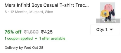 Mars Infiniti Boys Casual T-Shirt Track Pants (Mustard, Wine) at ₹425