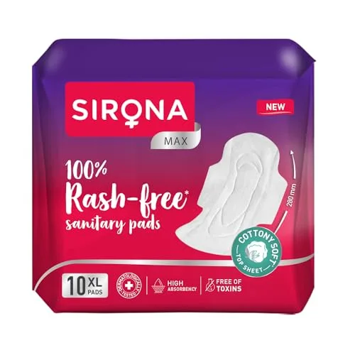 Sirona Max Sanitary Pads for Women | XL (Pack of 10 Pads) at ₹79