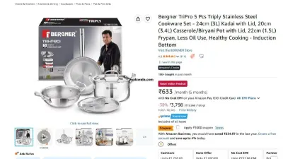 Bergner TriPro 5 Pcs Triply Stainless Steel Cookware Set at ₹2,518