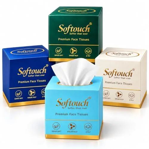 Softouch 2 Ply Facial Tissue Box 100 Pulls Each Pack of 4 Po at ₹169