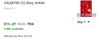 VALMYRA G2 Alloy Anklet at ₹94