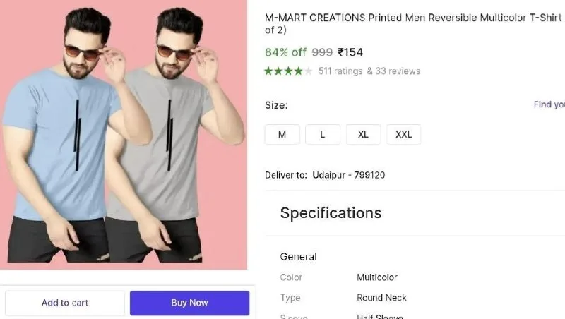 Pack of 2 T-Shirt at ₹154